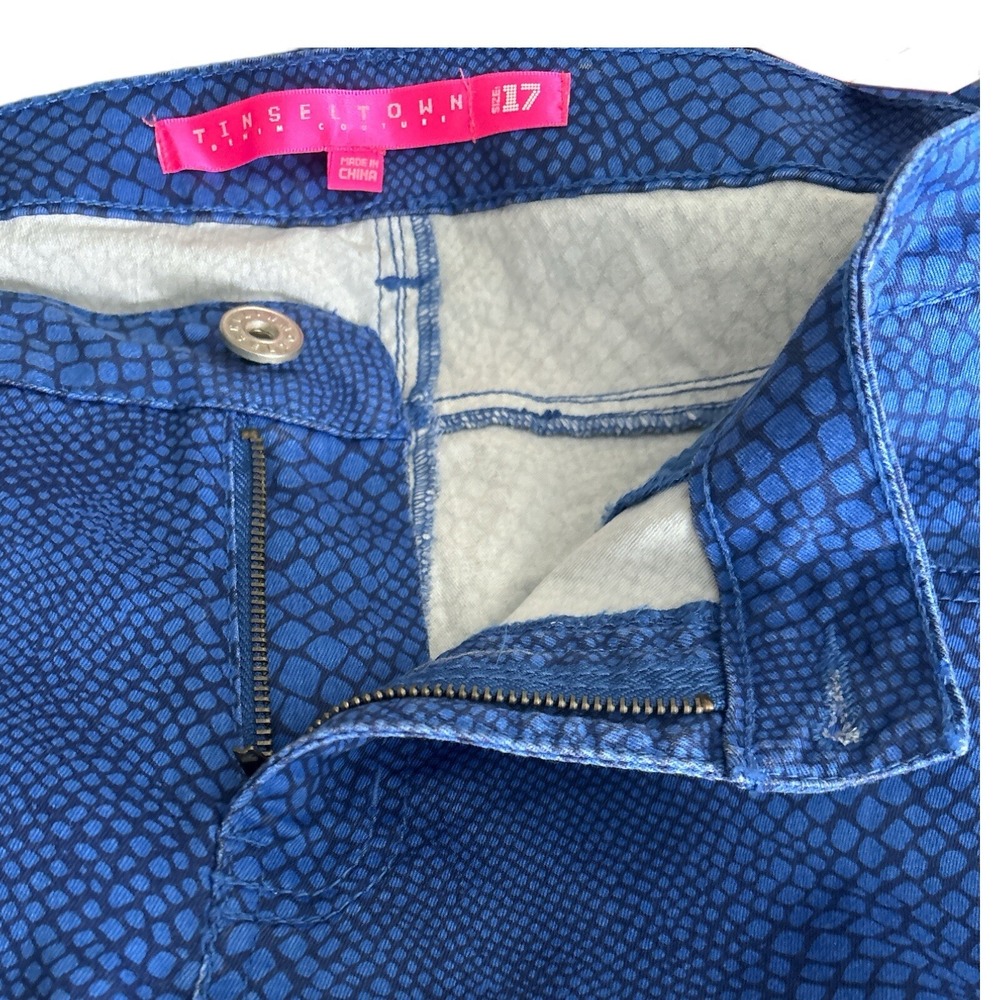New Juniors Size 17‎ Blue Snake Print Skinny Jeans Low Rise Y2K 90's New